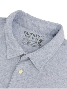 Faherty Cloud Cotton Polo Shirt XL Blue Pima Cotton Modal Golf Resort Travel